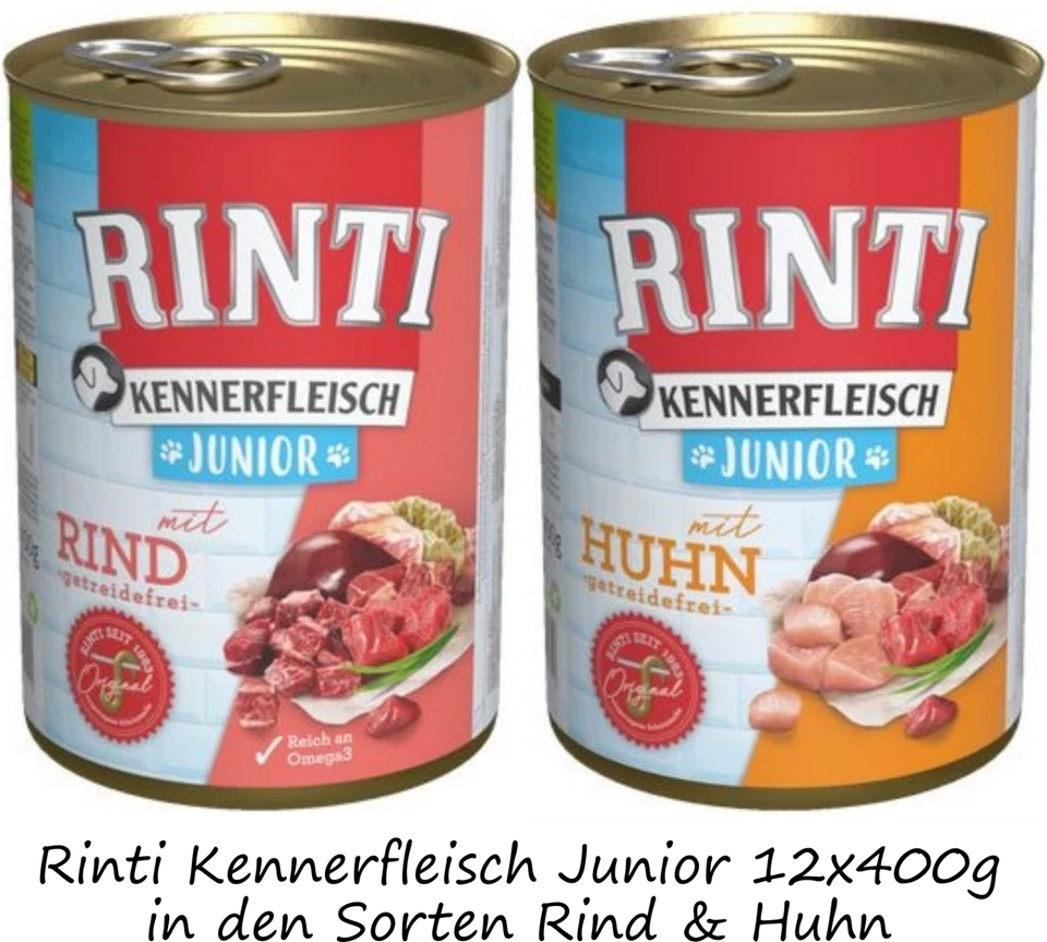 Rinti Kennerfleisch Junior |  Huhn & Rind | 12x 400g | Nassfutter Misx - Bild 1 von 1