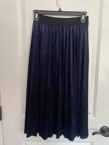 Maje Metallic Navy Pleated Skirt size 1 holiday - Picture 1 of 6