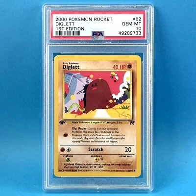 2000 Pokemon DIGLETT 52 1st Edition WOTC Team Rocket PSA 10 Gem Mint CGC TAG - Image 1 of 2