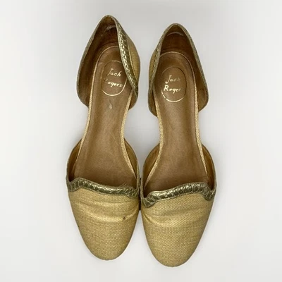 Женские желтовато-коричневые золотистые туфли на плоской подошве Contessa Jack Rogers размер 11 М D'Orsay тканые Raffia - Изображение 1 из 4