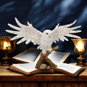 Large Snowy Owl Figure Sculpture Witchy Figurine Owls Gothic Wizard Statue - Picture 1 of 2