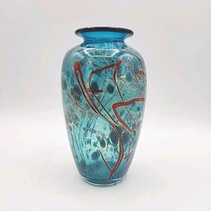 Vintage '92' Paul Bendzunas Studio Kunst Glas Ölfleck Agua irisierende Vase 6,5" - Bild 1 von 9