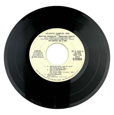 Aretha Franklin Amazing Grace Promo 45 RPM 7" DJ Copy 4-Track White Label - Image 1 of 4