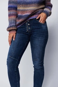 ITALIAN STAR Dark Wash Zip/Button Skinny Denim Jeans SIZE LARGE/12-14 AU/8-10 US - Picture 1 of 12
