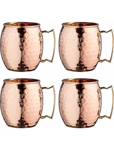 4X Moscow Mule 100% Handcrafted Pure Solid Copper Mugs Handles... - Picture 1 of 9