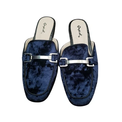 Toboganes de mula de terciopelo Qupid para mujer azul talla 36 Foto 1 de 4