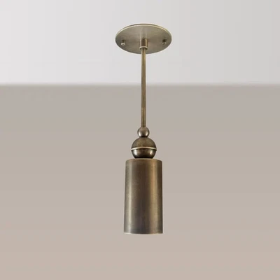 Vintage Brass Cylinder Pendant Light – Industrial Ceiling Spotlight Fixture - Image 1 of 4