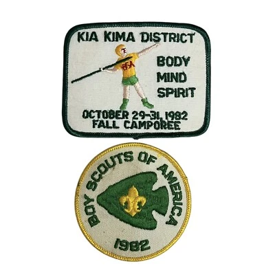 Vtg 1982 BSA Boy Scouts Patch Lot of 2 Kia Kima District Fall Camporee Arrow - Image 1 of 4