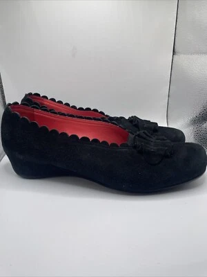 Pas Ole Rouge Womens Suede Wedge Pumps Black Purple Size 39 EU 8 US - Image 1 of 4