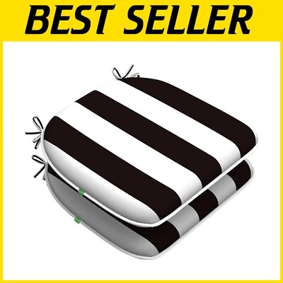 Extra Soft Outdoor Chair Cushions Set of 2 - Stylish Black & Tropical Patterns Foto 1 de 4