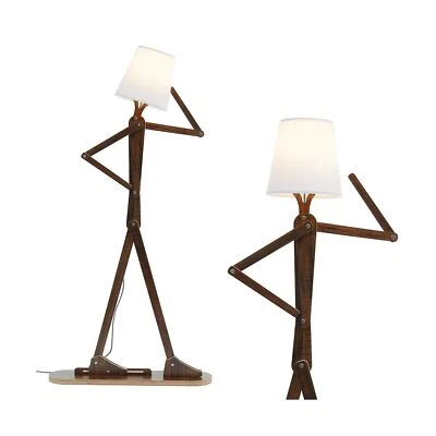 Cool Decorative Tall Floor Lamp Wood Swing Arm Standing Corner Reading Lights... - Image 1 of 4