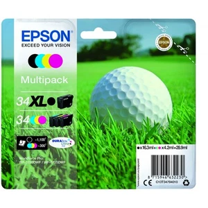 Epson 34XL K, 34 CMY Golf Ball Ink Cartridge C13T34794010 WF-3725DWF 3720 WF BK - Picture 1 of 1
