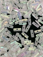 Sequins 8mm Tiny 3D Rectangle White AB Iridescent Choose Pack Size