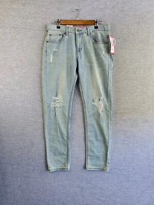 Pantalones de mezclilla Ring of Fire rectos rasgados azules estampados 31x30 nuevos con etiquetas - Imagen 1 de 12