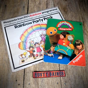 Vintage ITV Rainbow Party Pack & Things to Do Puppet Book, Cult Children's TV - Imagen 1 de 3