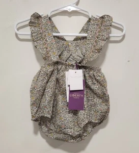 BONPOINT Liberty Flowers Baby Cotton Bloomers with Ruffled Straps Size 6 M NWT - Picture 1 of 8