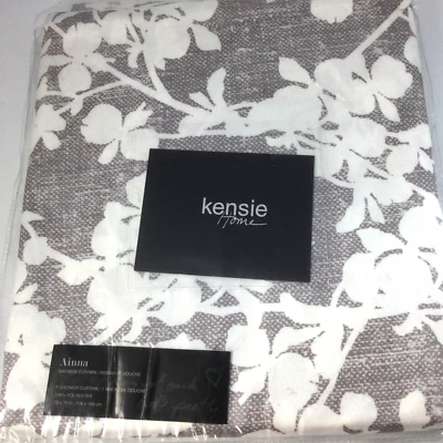 Cortina de Ducha Kense Home Ainna Poliéster Gris Blanco Flores 70 in x 72 in Foto 1 de 4