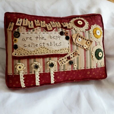 Rustic Crafted Friendship Pillow. Tender Hearts. 14 Inch. - Image 1 of 4