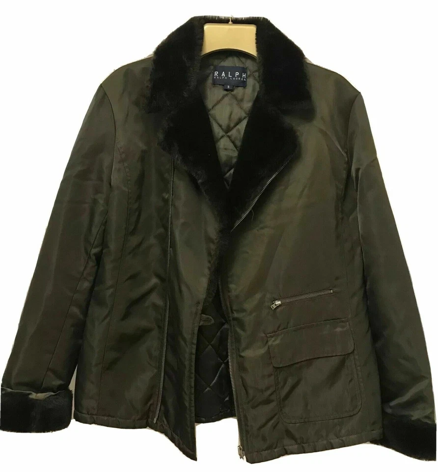 Ralph Lauren Dark Green Jacket with Faux Fur Trim, Small (Fits Medium) - Image 1 of 4
