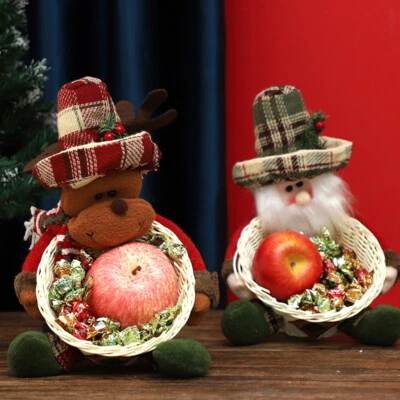 Christmas Decor Ornaments Santa Claus Children's Gifts Top Hat Doll Candy Basket - Image 1 of 4