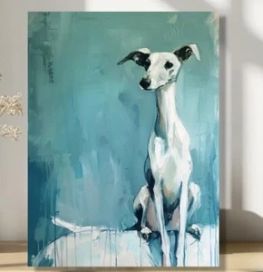 Art Canvas Greyhound Dog Abstract Modern Wall Decor | Unframed Canine 16” x 24” - Picture 1 of 1