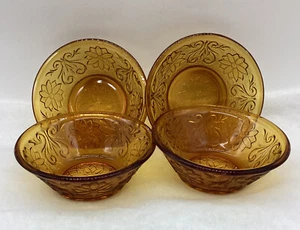 Indiana Glass Tiera Amber 3/4" Dessert/Berry Bowls Set Of 4 - Picture 1 of 13
