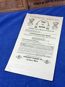 1894 Handbill "Coronet Corset Co." Jackson, Michigan ~ Flexibone Moulded, Lol - Picture 1 of 6