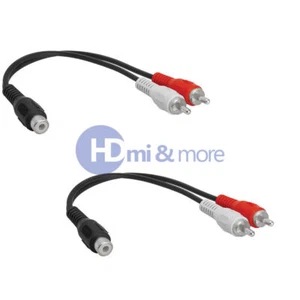 2x Audio Y Adapter 2 RCA Plugs to 1 RCA Jack Extension Splitter - Imagen 1 de 4