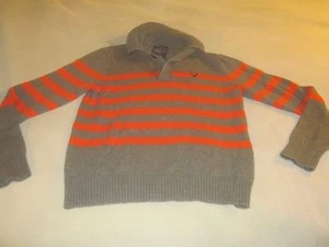 Suéter de cuello American Eagle Outfitters para hombre ajuste deportivo naranja gris M~2492 - Imagen 1 de 8