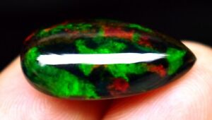 Red And Green Flashy Fire 9.80 Carat Natural Ethiopian Opal Pear Shape Gemstone