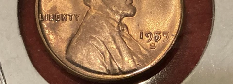 1955 S Error Wheat Penny-Chip Error On 1955-Gem BU RD Cover