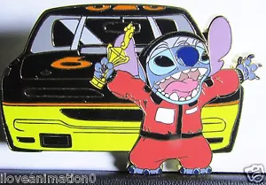 Disney Auctions Stitch Stock Car Racer Jumbo LE 100 Pin - Picture 1 of 2