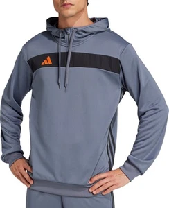 adidas Tiro 25 Essentials Hooded Mens Training Top Grey Long Sleeve Half Zip Gym - Picture 1 of 5