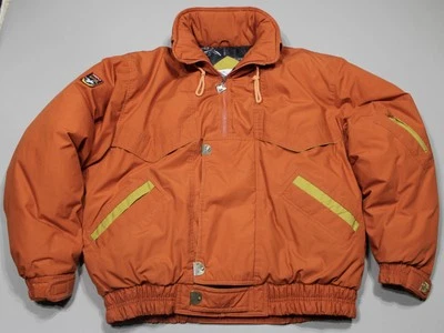 Vintage Triple FAT Goose Jacket Mens Large Orange Hooded Down Puffer Coat 90s - Image 1 of 4