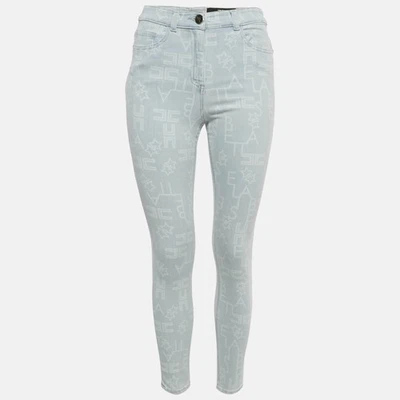 Elisabetta Franchi Blue Monogram Denim Skinny Jeans S Waist 27" - Image 1 of 4