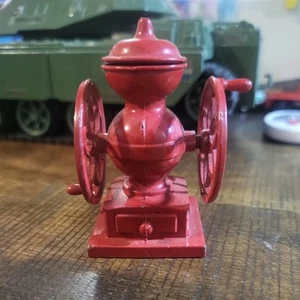 Vintage Miniature Cast Iron Coffee Grinder Toy Bright Red Pencil Sharpener - Picture 1 of 6