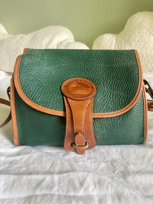 Vintage Dooney & Bourke All Weather Leather Small Bag in Fir Green w/ strap - Image 1 of 4