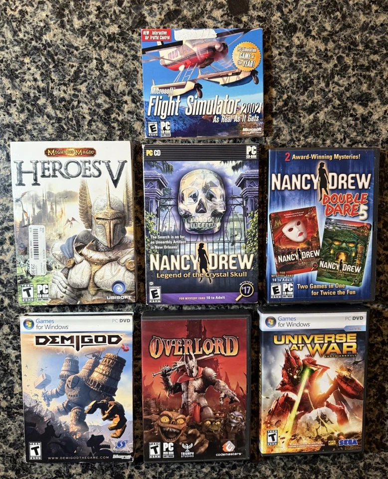 Lot of 7 PC Games 2000s All Manuals Games For Windows Mixed - Image 1 of 4