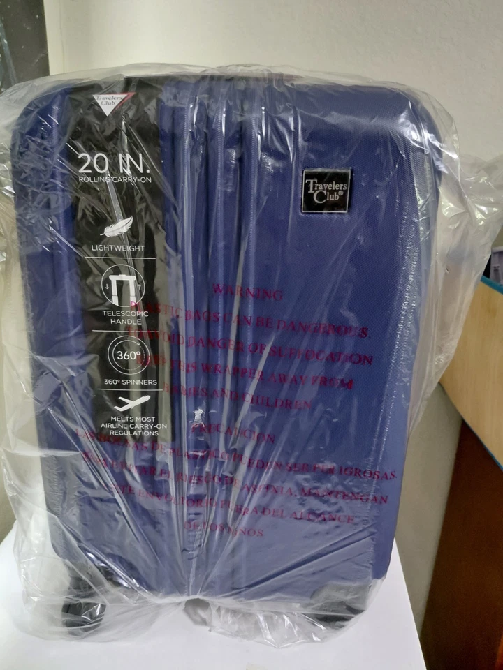 Traveler’s Club Hardside Spinner Luggage, Navy Blue, Carry-On 20-Inch Brand New - Image 1 of 2