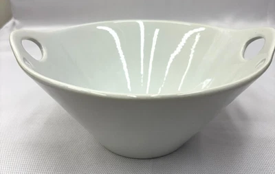 Crate & Barrel 10 英寸餐碗白色带手柄瓷器完美当代 — 第 1/4 张图片