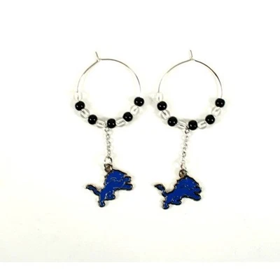 Pendientes Detroit Lions 1" Multi Cuentas Aro Lazo Moda NFL Mercancía Oficial Foto 1 de 3