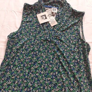 Ann Klein Women's Medium Dressy Tank Top Sleeveless Blouse Green Blue - Picture 1 of 9