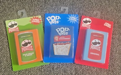 RARE Complete Set of THREE (3) Jumbo Erasers SNACK SEALED - Image 1 of 4