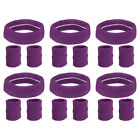 6 Set/18Pcs Sweatbands Headband Wristband Sweat Terry Cloth Dark Purple