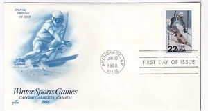 TurtlesTradingPost- Olympics- Downhill Skier 1988 #2369 FDC Artcraft Cachet - Picture 1 of 1