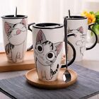Creative Cat Ceramic Mug Cup Lid Spoon Cartoon Milk Coffee Tea Cup Porcelain Mug