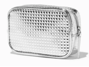 Claire’s Silver Studded Mini Makeup Cosmetics Bag New With Tags - Picture 1 of 3