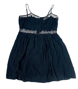 Topshop Womens Black Sundress Size 12 Spaghetti Strap Crochet Waist Festival - Picture 1 of 7
