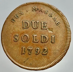 MASSA - MARIA BEATRICE D'ESTE 1790-1796 -AE/ 2 SOLDI 1792 - Picture 1 of 2