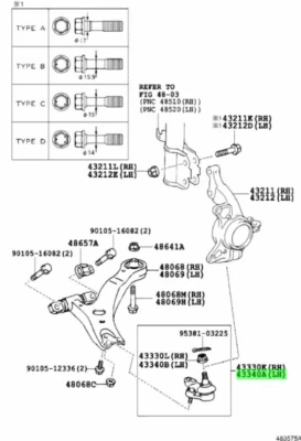 Juego de montaje de rótula inferior delantera izquierda y derecha Toyota Lexus OEM es200/250/300h/350 Foto 1 de 3